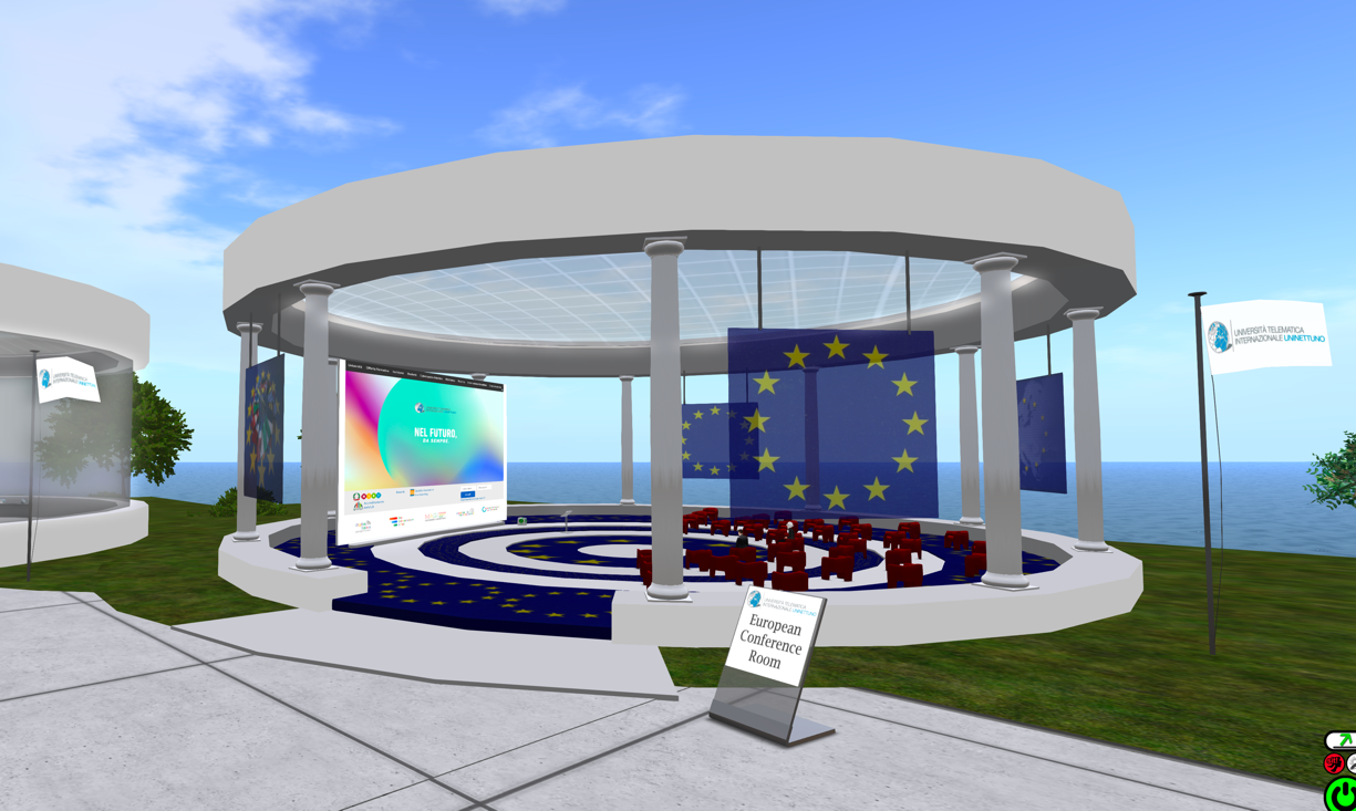 Access the Conference Room in the Island of Knowledge of the uninettuno university on SecondLife